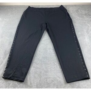 Ruby Rd. Woman Plus Size 2X Black Pull On Studded Capri Pants Comfort Stretch